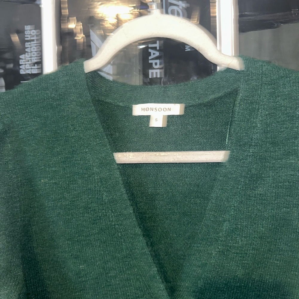 Monsoon Emerald Green V-Neck Sweater - Picture 6 of 7